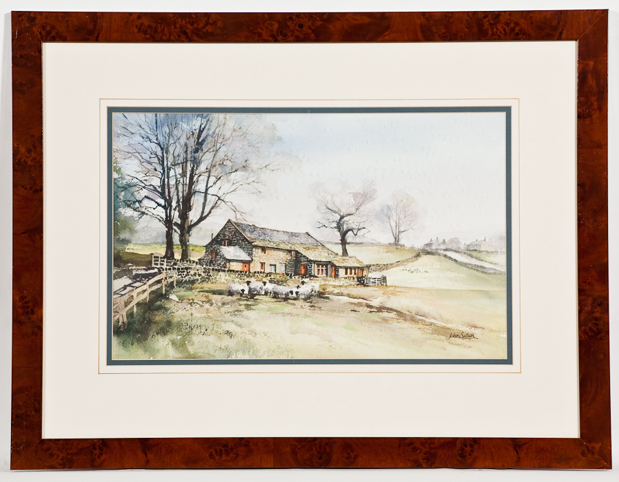 * JOHN SIBSON (BRITISH), COUNTRY COTTAGE watercolour on paper, signed 32.5cm x 52cm Mounted, framed