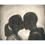 BRYAN EVANS, CO-MINGLINGS  mezzotint, 4/40 14cm x 12cm  Framed