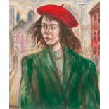 HUGH GERARD BYARS, LADY WITH A RED HAT oil on canvas, signed and dated '14 60cm x 50cm Unframed