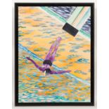 * VICTORIA HENDERSON, THE DIVE watercolour, signed 60cm x 45cm Framed and under glass