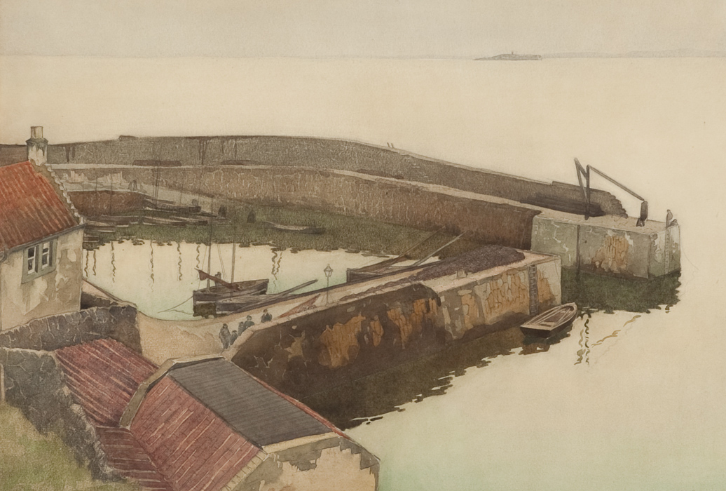 * IAN ALEC JOHNSON CHEYNE (BRITISH 1895-1955), CRAIL HARBOUR watercolour over pencil on paper, - Image 2 of 2