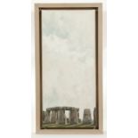 * PETER G ADAMS, STONEHENGE CLOUDSCAPE oil on canvas, signed, dated 2000 verso 54cm x 24cm Framed