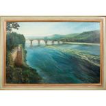 * CHRISTOPHER BAKER, VIADUCT ACROSS THE RIVER LALAMME, DORDOGNE oil on canvas, signed and dated '