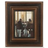 * CLIVE MCCARTNEY, CAFE OPERA acrylic on board, signed 28cm x 21cm Framed and under glass  Label