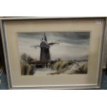 * LESLIE L. H. MOORE (ENGLAND 1913 - 1984), MARSH MILL watercolour on paper, signed 56cm x 31cm