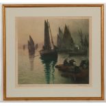 FERNAND LEGOUT GERARD (FRENCH 1856 - 1925), RETURN OF THE FISHING BOATS, ARDIERNE aquatint, signed
