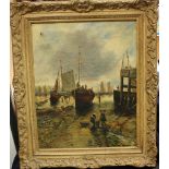 BRITISH SCHOOL (19TH CENTURY), LOW TIDE oil on canvas, signed indistinctly (J. DOCHERTY?) 48cm x
