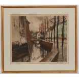 * FERDINAND JEAN LUIGINI (FRENCH 1870 - 1943),  A FLEMISH CANAL aquatint, signed and number 94 in
