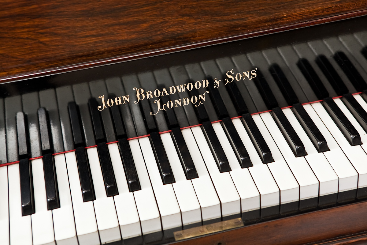 EARLY 20TH CENTURY JOHN BROADWOOD INLAID ROSEWOOD GRAND PIANO with turned tapered legs, - Image 2 of 2