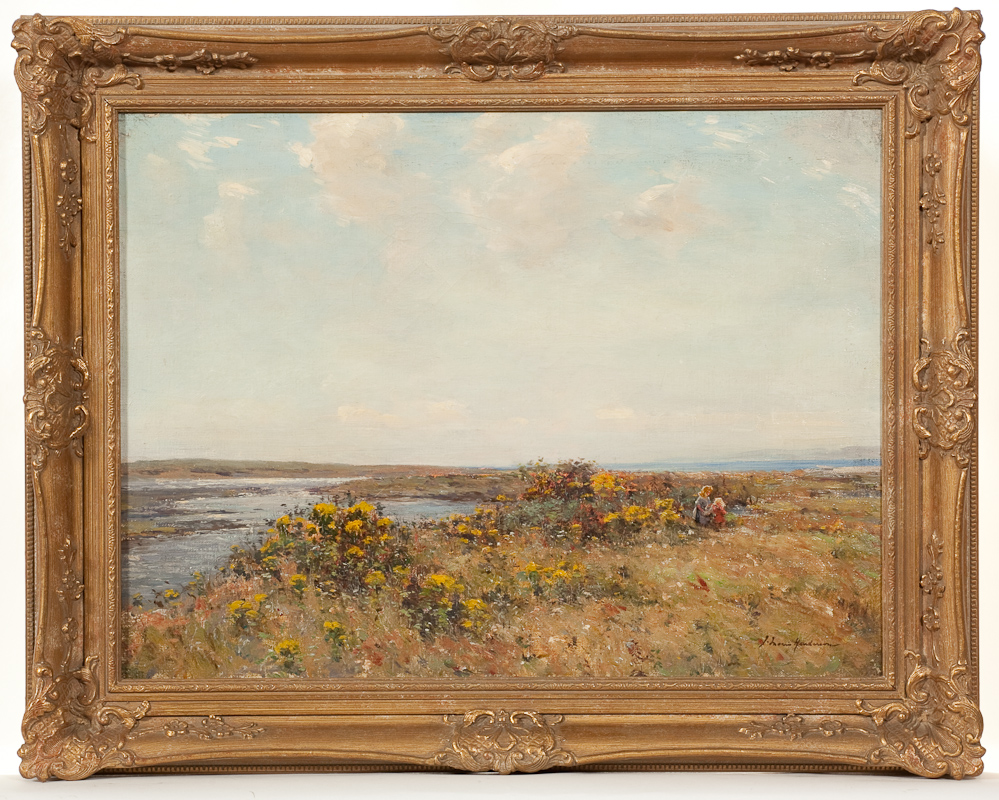 JOSEPH MORRIS HENDERSON RSA (SCOTTISH 1863 - 1936),  AYRSHIRE LANDSCAPE oil on canvas, signed 46cm