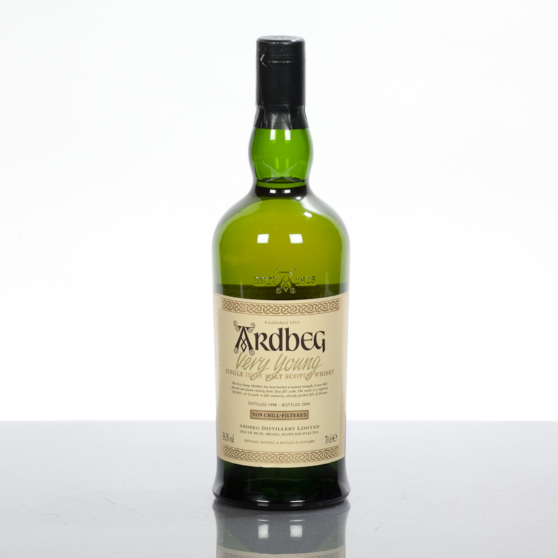 ARDBEG VERY YOUNG  Single Islay Malt Whisky, distilled 1998, bottled 2004. 70cl, 58.3% volume. NCF.
