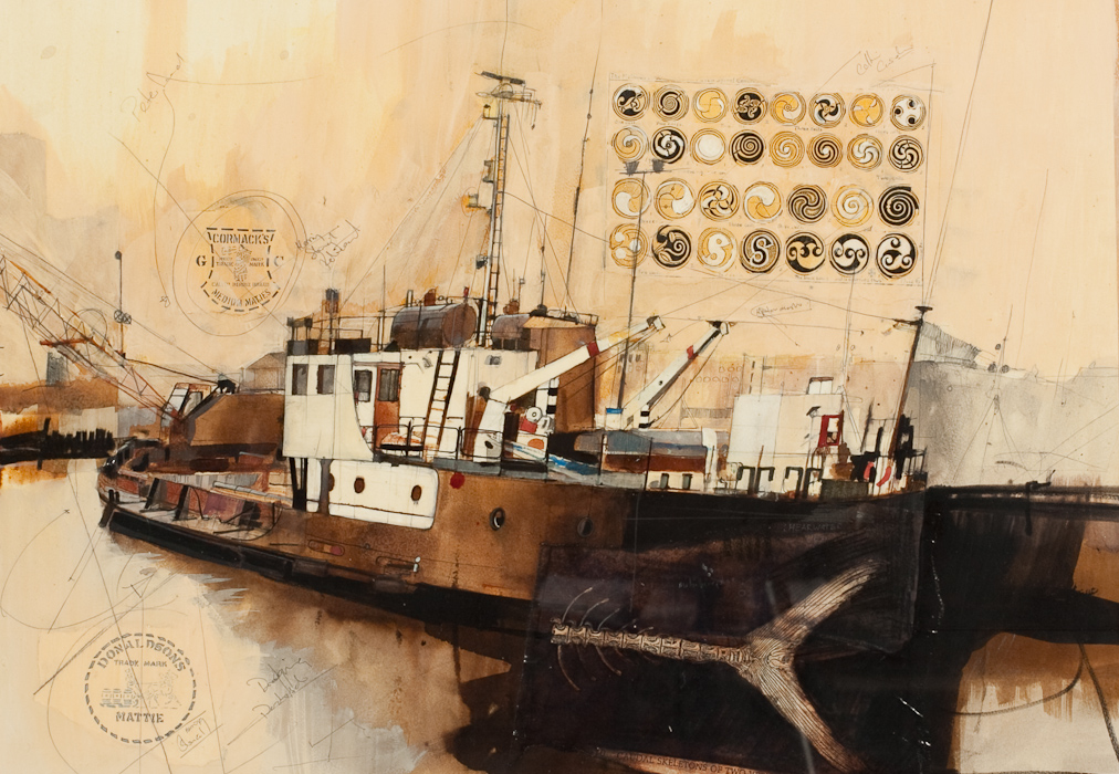 * MALCOLM JOHN CHEAPE, SHEARWATER  mixed media on paper, signed, also titled verso 50cm x 71.5cm - Image 2 of 2