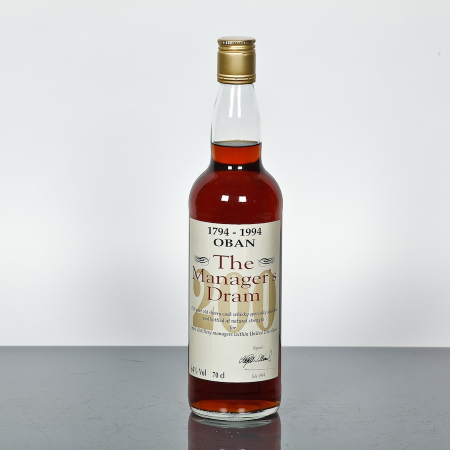 OBAN 16 YEAR OLD MANAGER`S DRAM  Cask strength Single Highland Malt Whisky. Specially selected by