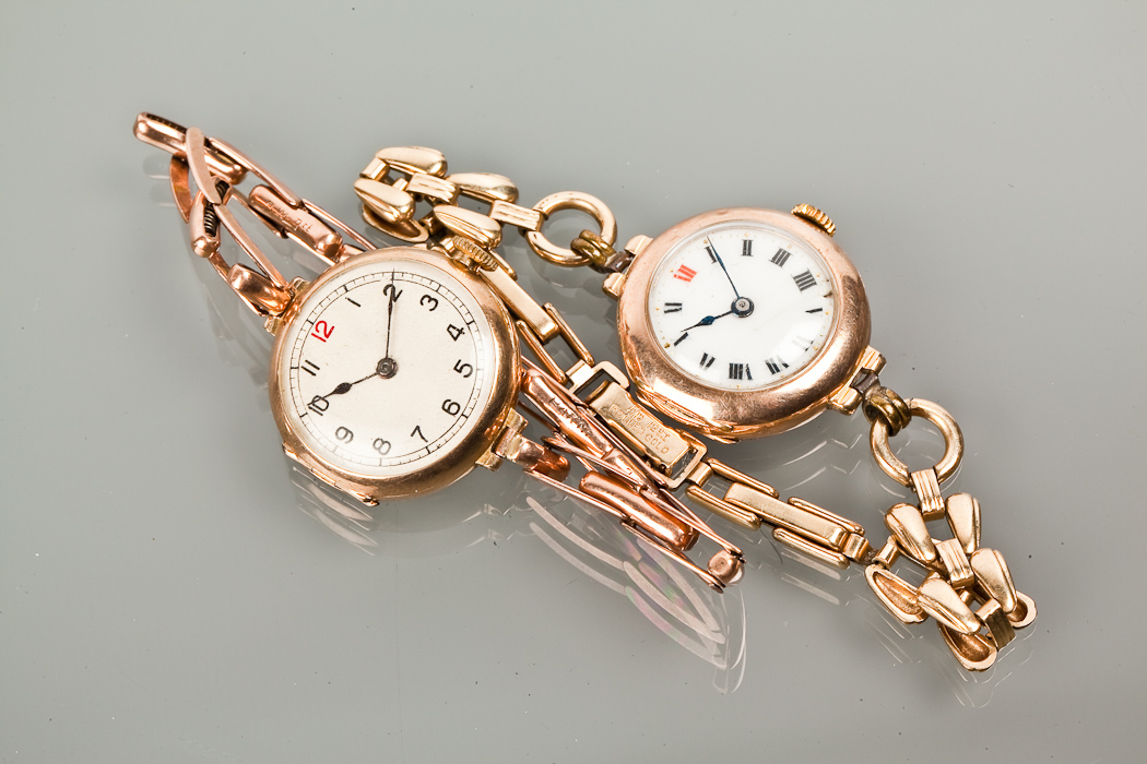 TWO LADY`S EARLY TWENTIETH CENTURY WRIST WATCHES one with arabic numerals, the other with roman