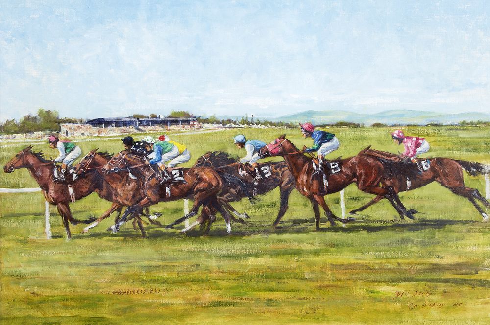 ROY LYNDSAY (B. 1930), 
The Irish Derby 1985, O.O.C. signed and dated lower right, 18in (46cm) x
