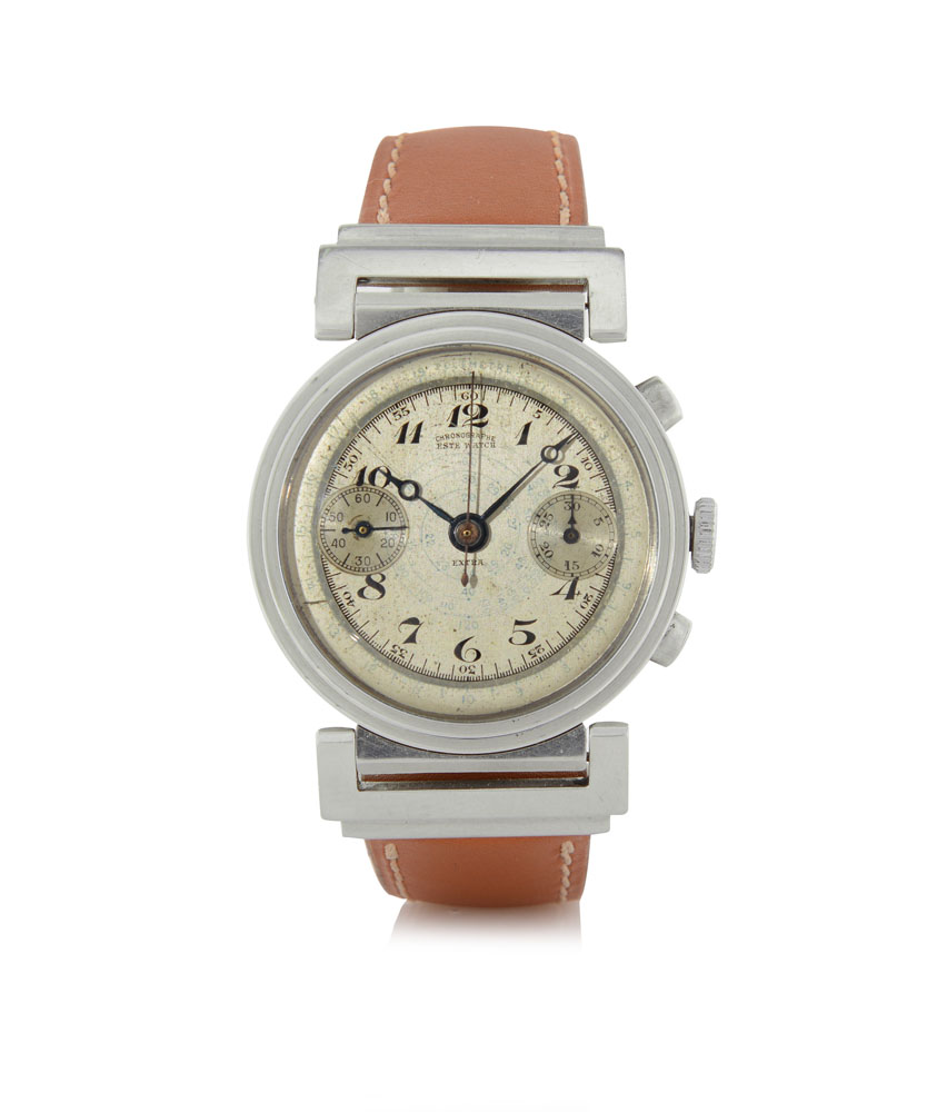 ESTE WATCH EXTRA CRONOGRAFO ANNI `30.  C. stainless steel with mobile and stepped wire lugs, oval-