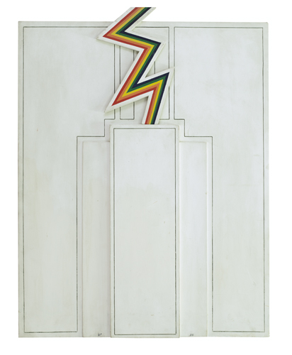 DEL PEZZO LUCIO b. 1933  Zig Zag, 1966 tecnica mista e applicazioni su tavola cm. 96x73, sigla