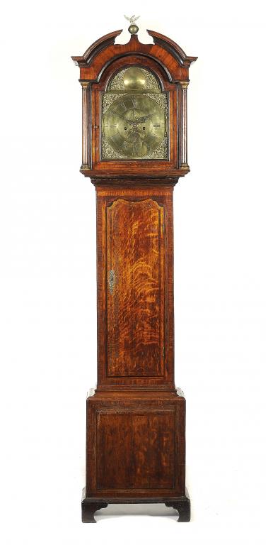 A GEORGE III OAK EIGHT DAY LONGCASE CLOCK THOMAS RADFORD, LEEDS  the 31cm brass breakarched dial