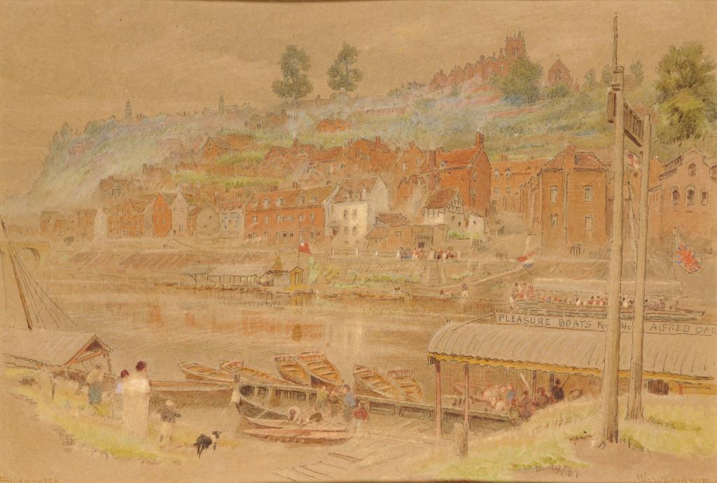 ALBERT GOODWIN, RWS (1845-1932) BRIDGNORTH signed and inscribed with the title, pen, ink and