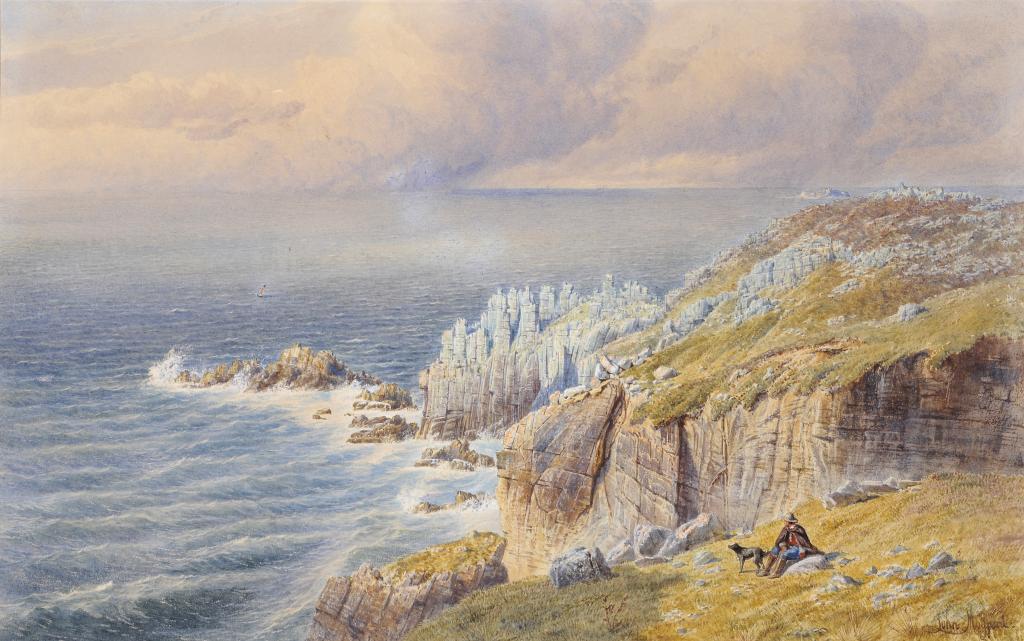 JOHN MOGFORD, RI (1821-1885) LAND`S END signed, watercolour, 33.5 x 53.5cm ++In good condition