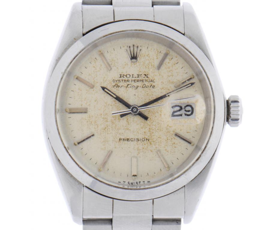 A ROLEX STAINLESS STEEL WRISTWATCH  OYSTER PERPETUAL AIR-KING-DATE   Ref 5700, Serial no 1948684,