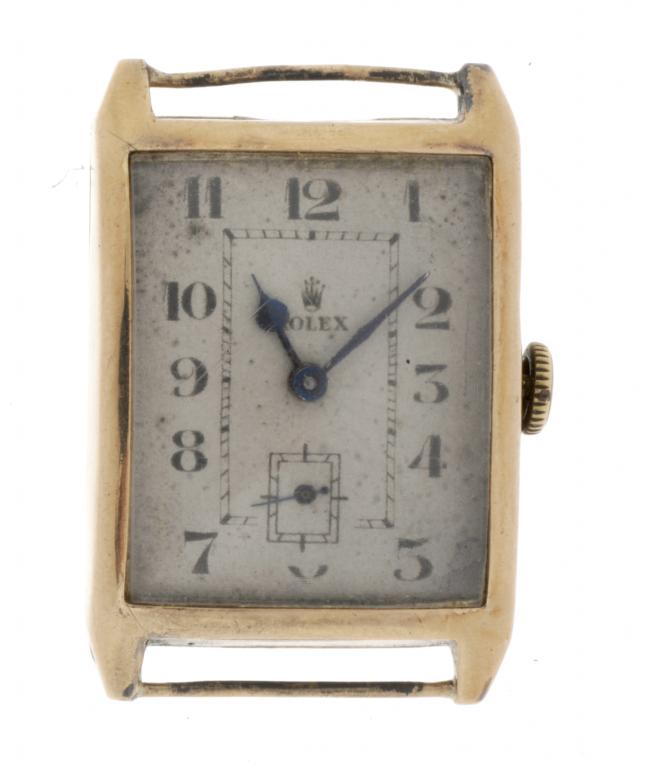 A 9CT GOLD ROLEX GENTLEMAN`S RECTANGULAR WRISTWATCH   Rolex Prima movement, import marked Glasgow