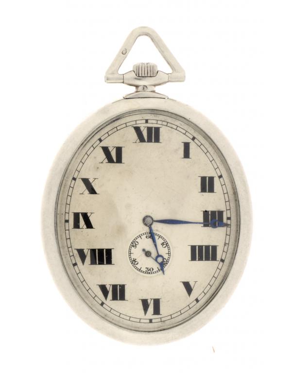 A SWISS PLATINUM KEYLESS LEVER OVAL WATCH  Serial No 22107, with B & Co calibre 1187 movement,