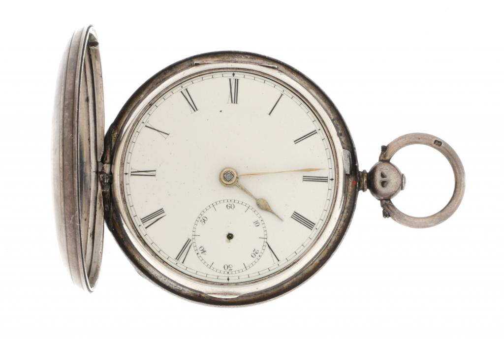 AN ENGLISH SILVER HUNTING CASED LEVER WATCH, FRODSHAM LONDON No 1204, the case engine turned,