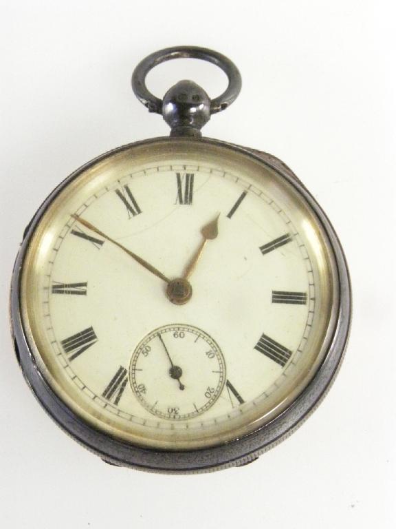 A SILVER LEVER WATCH WITH ENAMEL DIAL, CHESTER 1897