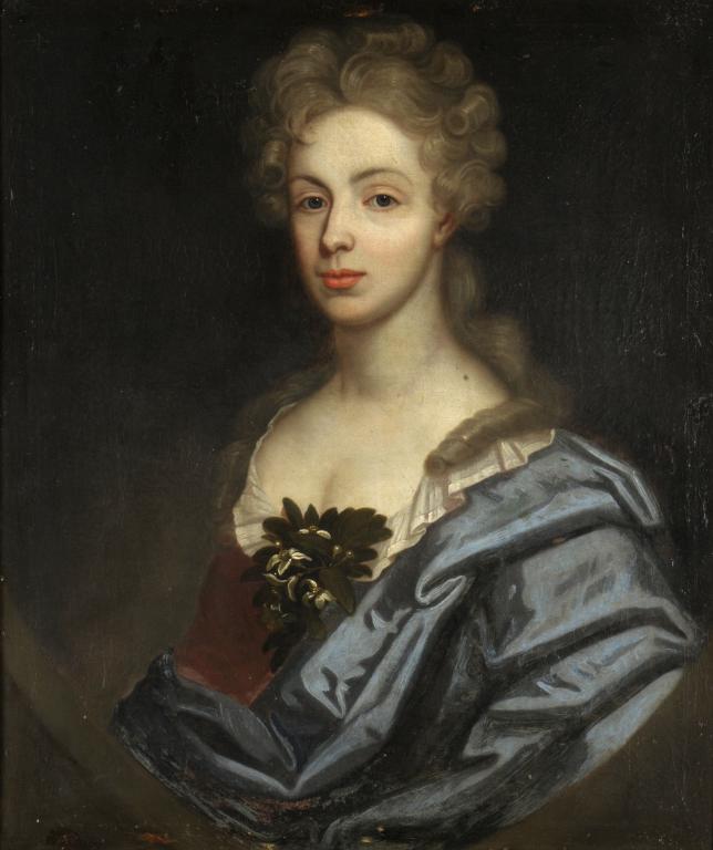 FOLLOWER OF MARIA VERELST (1680-1744) PORTRAIT OF A LADY half length in a rust coloured dress with