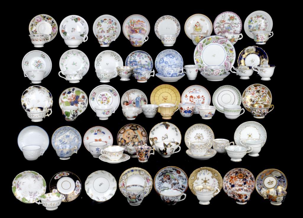 A STUDY COLLECTION OF MASONS AND OTHER PRINCIPALLY STAFFORDSHIRE BONE CHINA OR HYBRID HARD PASTE TEA