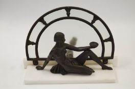 An Art Deco light with figure of a reclining lady