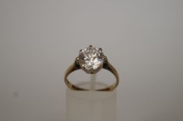 A cubic zirconia single stone ring, finger size O 1/2