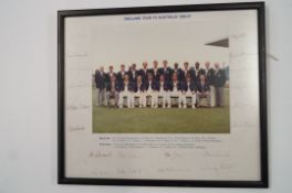 A signed England cricket team photograph, 1986/87