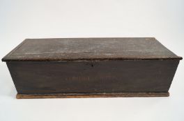 A military travelling pine trunk, named and dated Edmund Griffin 1778