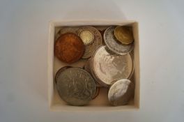 A bag of coins including silver half crowns