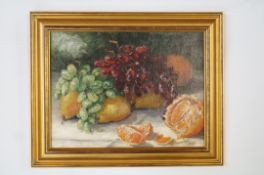 A still life of fruit, oil on canvas signed and dated 1907