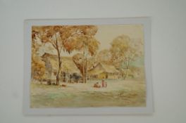 A mid 20th century Burmese watercolour of rural life