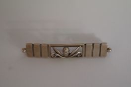 A Georg Jensen brooch, of rectangular outline with an openwork centre, stamped marks and numbered