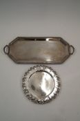 Two silver plated items including a two handled tray