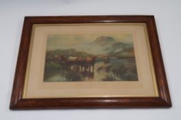 Pair of Victorian highland prints by HR Hall, framed