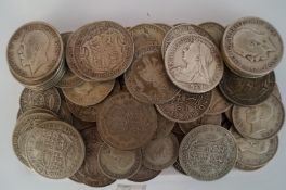 A collection of silver coins including Victorian and Georgian examples,  1891-1946, approx 1000