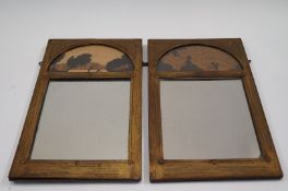 A pair of early 20th century marquetry inlaid mirrors, Roweley Gallery Kensington Church Street,