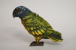 A Franz Bergman style figure of a parrot
