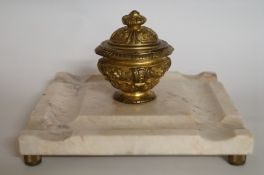 A marble and gilt inkstand
