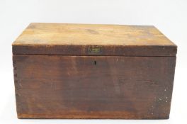 A 19th century wooden trunk