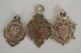 Three silver fob medals, Birmingham, 1901, 1910 and one other