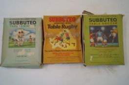 Three Subbuteo games - rugby, cricket and football