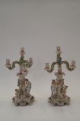A pair of Meissen style candelabra's