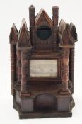A Regency/Victorian architectural wooden watch stand, with a Weymouth print of 1829